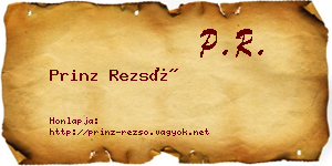 Prinz Rezső névjegykártya